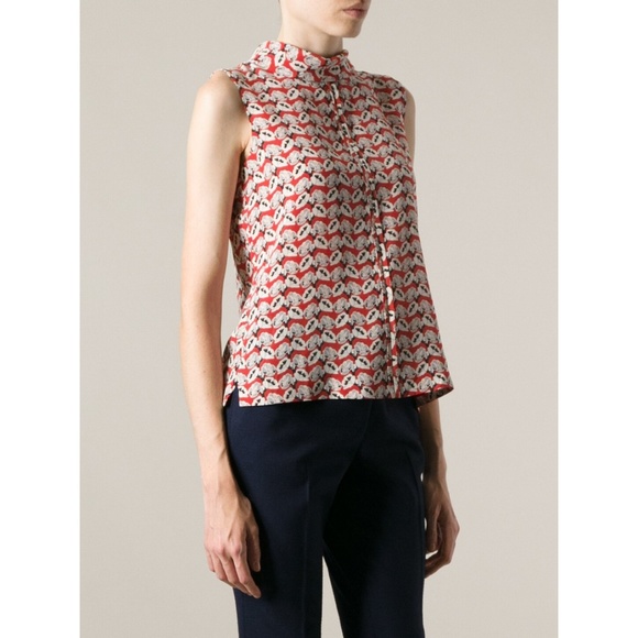 Tory Burch Tops - Tory Burch Silk Repeat Print Sleeveless Top Red